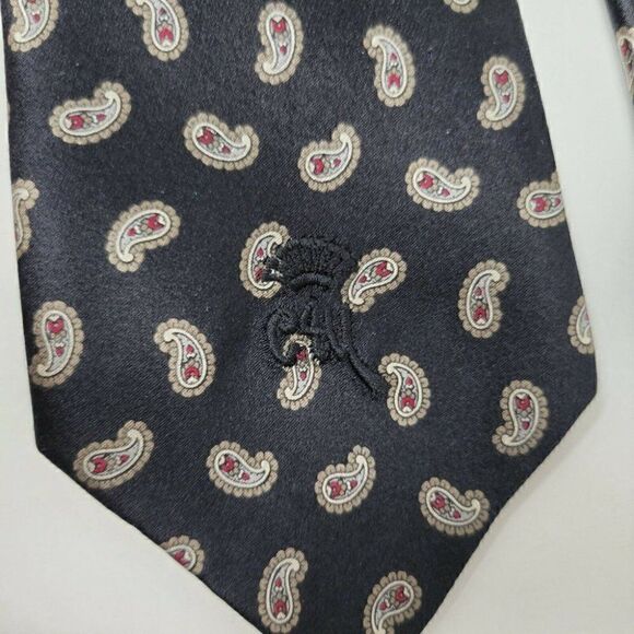 COUNTESS MARA SISTINE SATIN SILK TIE BLACK PAISLEY PATTERN 3.5" WIDE - Picture 2 of 3